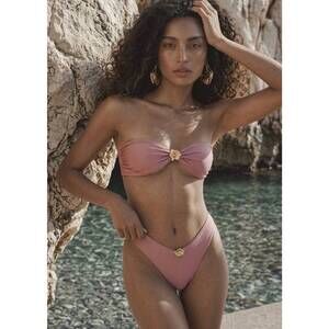 NEW SOAH velvet bandeau bikini top in dusk rose